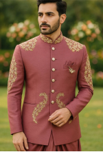 Premium Dusty Rose Bandhgala Suit