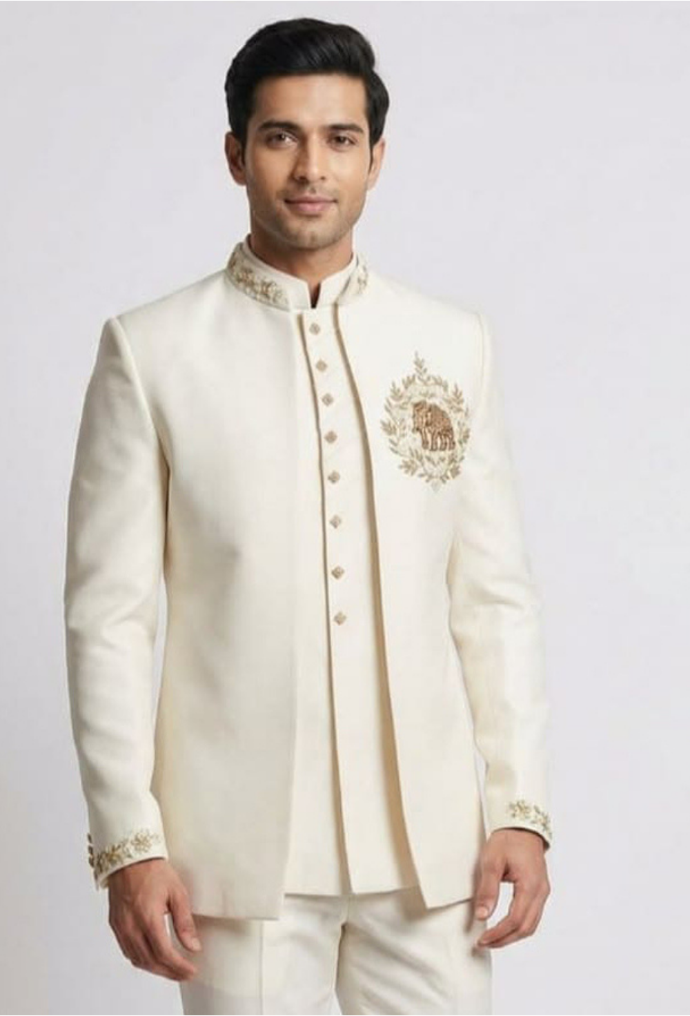 Premium Ivory White Bandhgala Suit