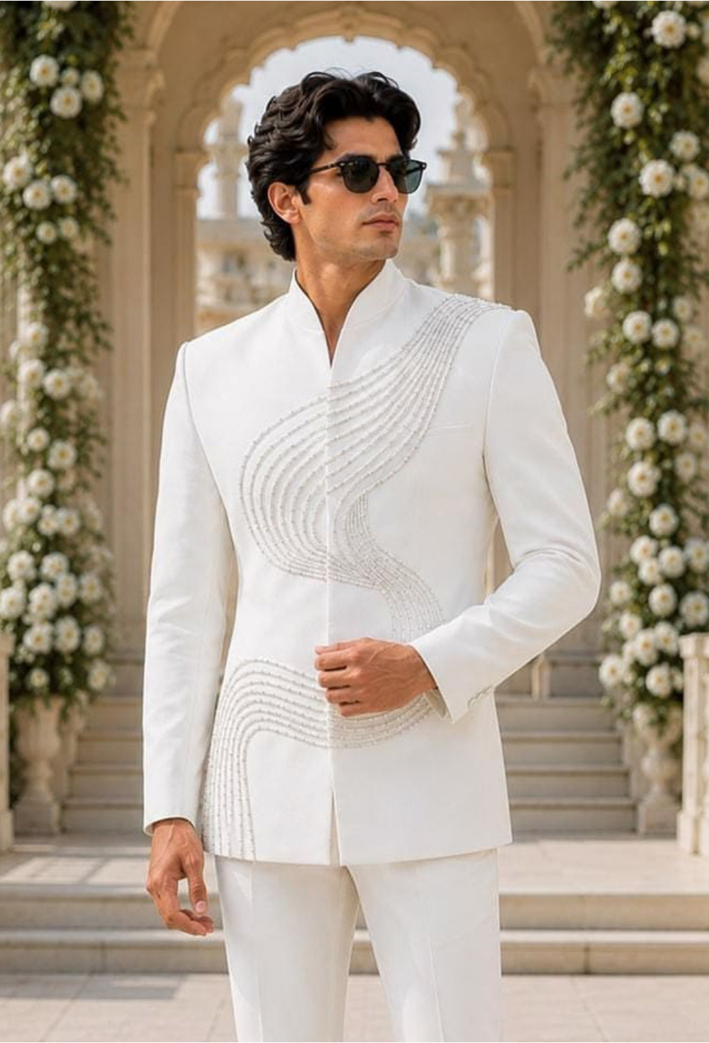Premium White Bandhgala Suit