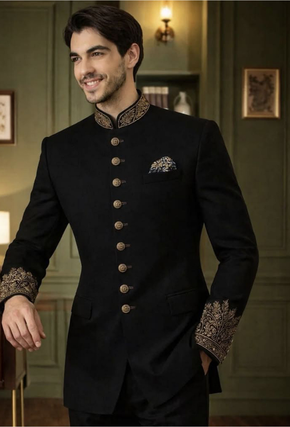 Premium Black Royal Bandhgala Suit