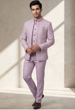 Premium Pastel Lavender Bandhgala Suit
