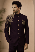 Premium Deep Plum Bandhgala Suit