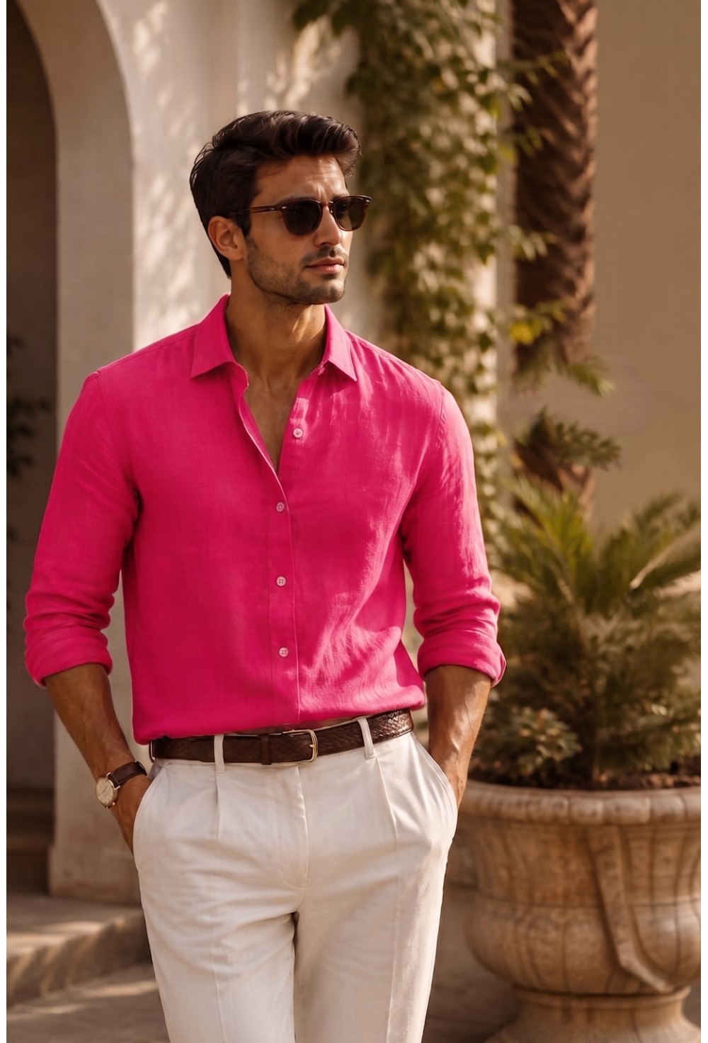 Fuchsia Linen Shirt