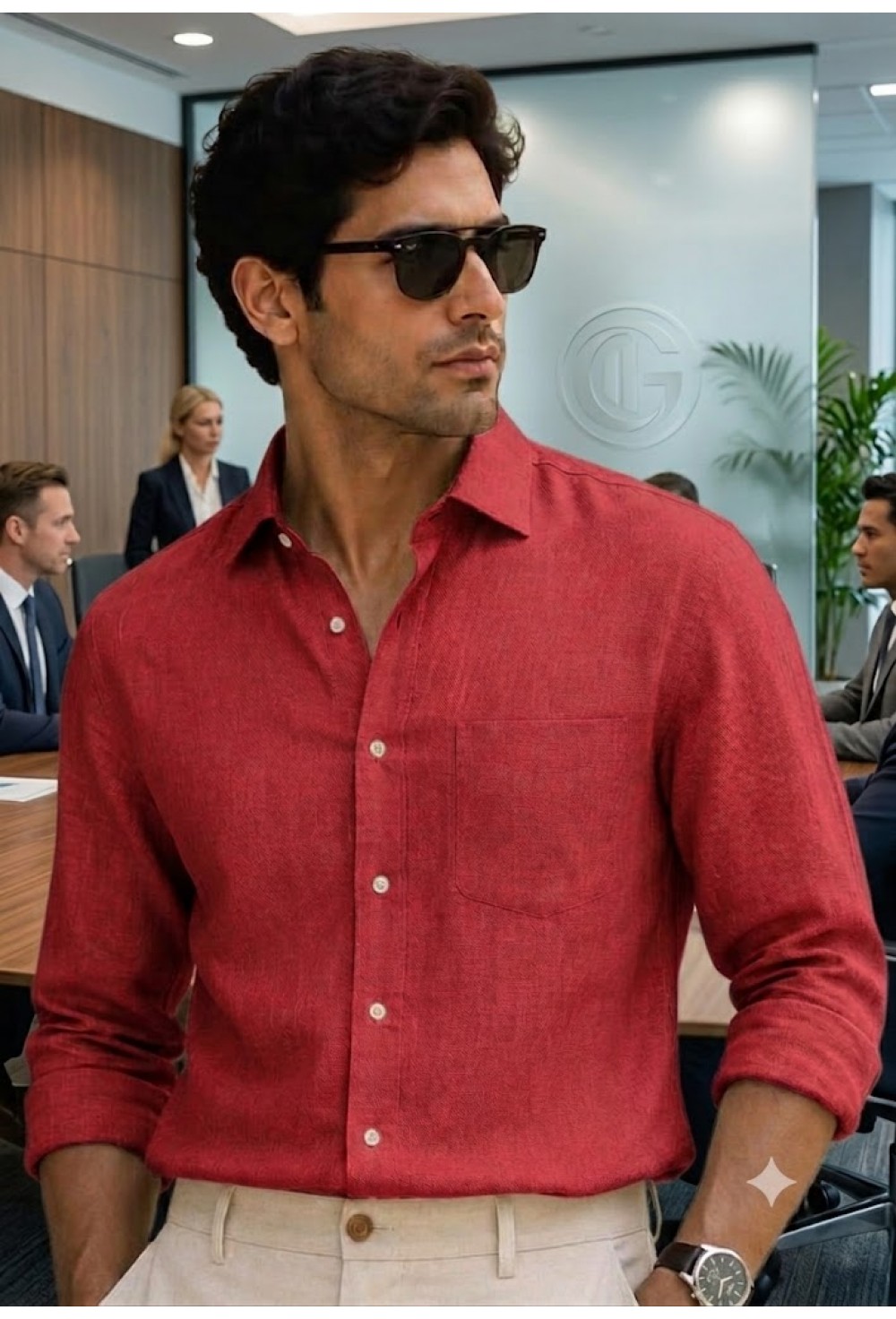 Crimson Linen Shirt