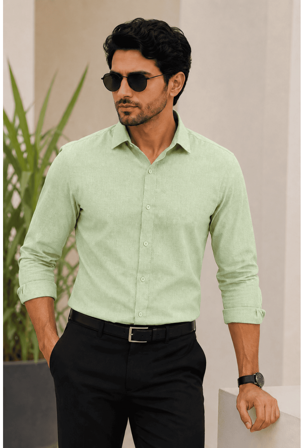 Mint Green Textured Linen