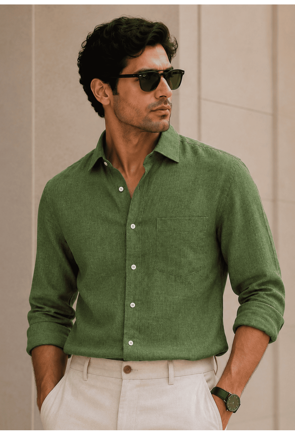 Sage Olive Textured Linen