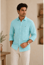 Sky Blue Textured Linen