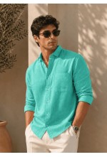Vibrant Turquoise Slub Linen