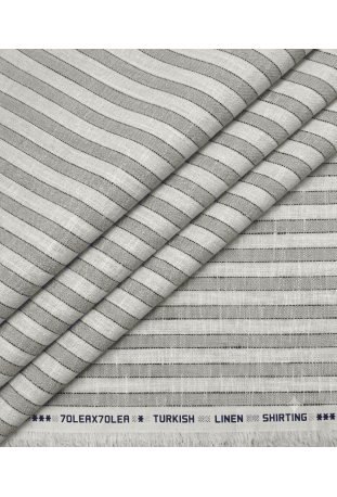 Classic Sage Grey Striped Linen