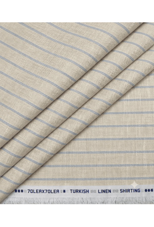 Classic Off-White & Light Blue Striped Linen