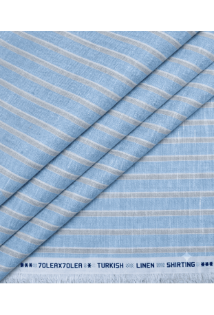 Classic Light Blue Striped Linen
