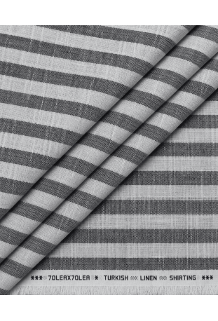 Classic Charcoal & White Striped Linen