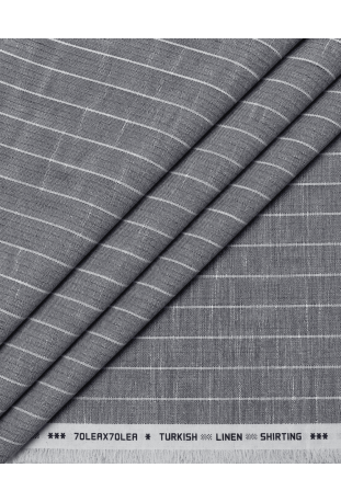 Classic Dark Grey & White Striped Linen