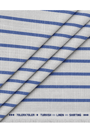 Classic Ice Blue Striped Linen