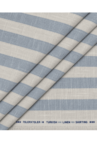 Classic Bold Blue & White Striped Linen