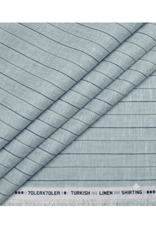 Classic Light Blue & Dark-Striped Linen
