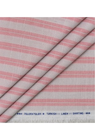 Classic Peach & White Striped Linen