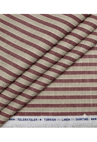 Classic Burgundy & White Striped Linen