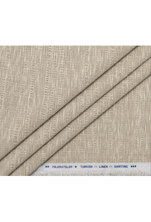 Classic Khaki Textured Striped Linen
