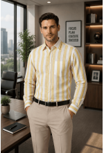 Classic Yellow & White Striped Linen