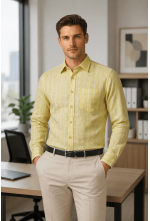 Classic Pale Yellow Checked Linen