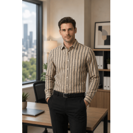 Classic Brown & Dark Striped Linen