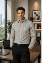 Classic Light Grey Striped Linen