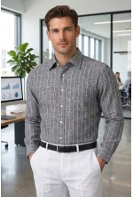 Classic Dark Grey & White Striped Linen