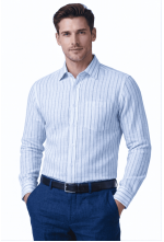 Classic Ice Blue Striped Linen