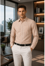 Classic Beige Striped Linen