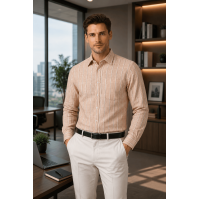 Classic Beige Striped Linen