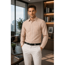 Classic Beige Striped Linen