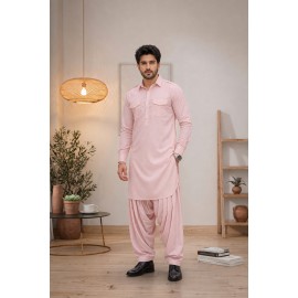 Blush Pink Japanese Giza Cotton Pathani Kurta