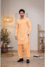 Pastel Peach Japanese Fabric Pathani Kurta