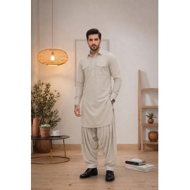 Beige Heather Japanese Giza Cotton Pathani Kurta