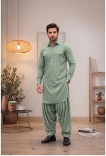 Men's Muted Pistachio Green Japanese Giza Cotton Pathani Kurta
