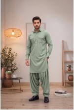 Men's Micro-Chevron Mint Green Japanese Giza Cotton Pathani Kurta