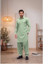 Men's Light Mint Green Japanese Giza Cotton Pathani Kurta