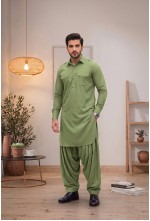 Men's Moss Green Japanese Giza Cotton Pathani Kurta