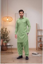 Men's Apple Green Japanese Giza Cotton Pathani Kurta