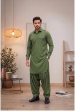 Men's Olive Meadow Green Japanese Giza Cotton Pathani Kurta