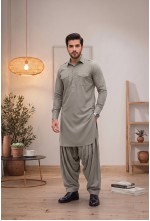 Men's Muted Olive Grey Japanese Giza Cotton Pathani Kurta