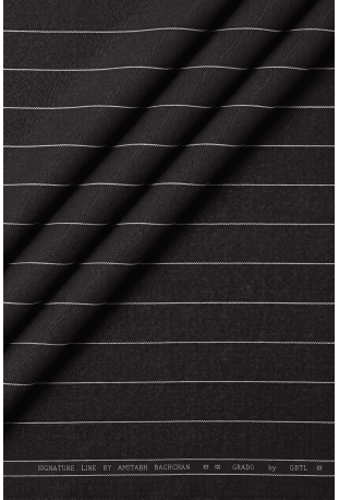 Charcoal Black Herringbone Chalk Stripe Double-Breasted