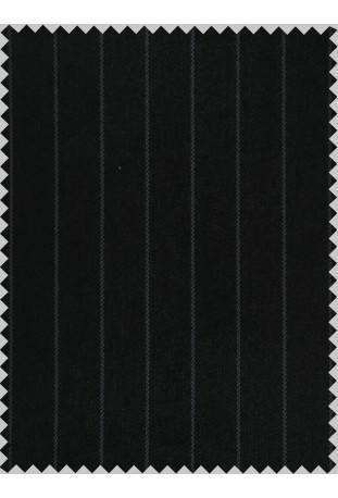 Midnight Black Fine Pinstripe Wool-Blend