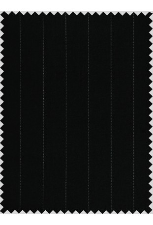 Charcoal Black Pinstripe Gurkha Wool-Blend
