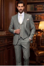 Charcoal Grey Fine Pinstripe