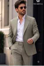 Olive Sage Pinstripe Linen