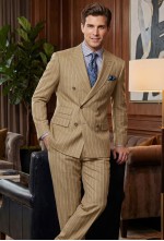 Honey Tan Chalk Stripe Double-Breasted