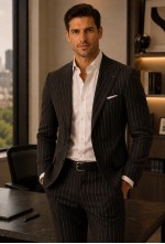 Charcoal Black Chalk Stripe