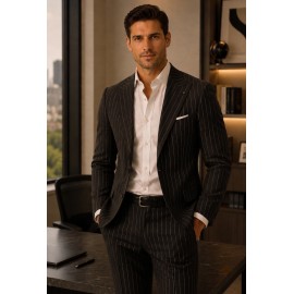Charcoal Black Chalk Stripe